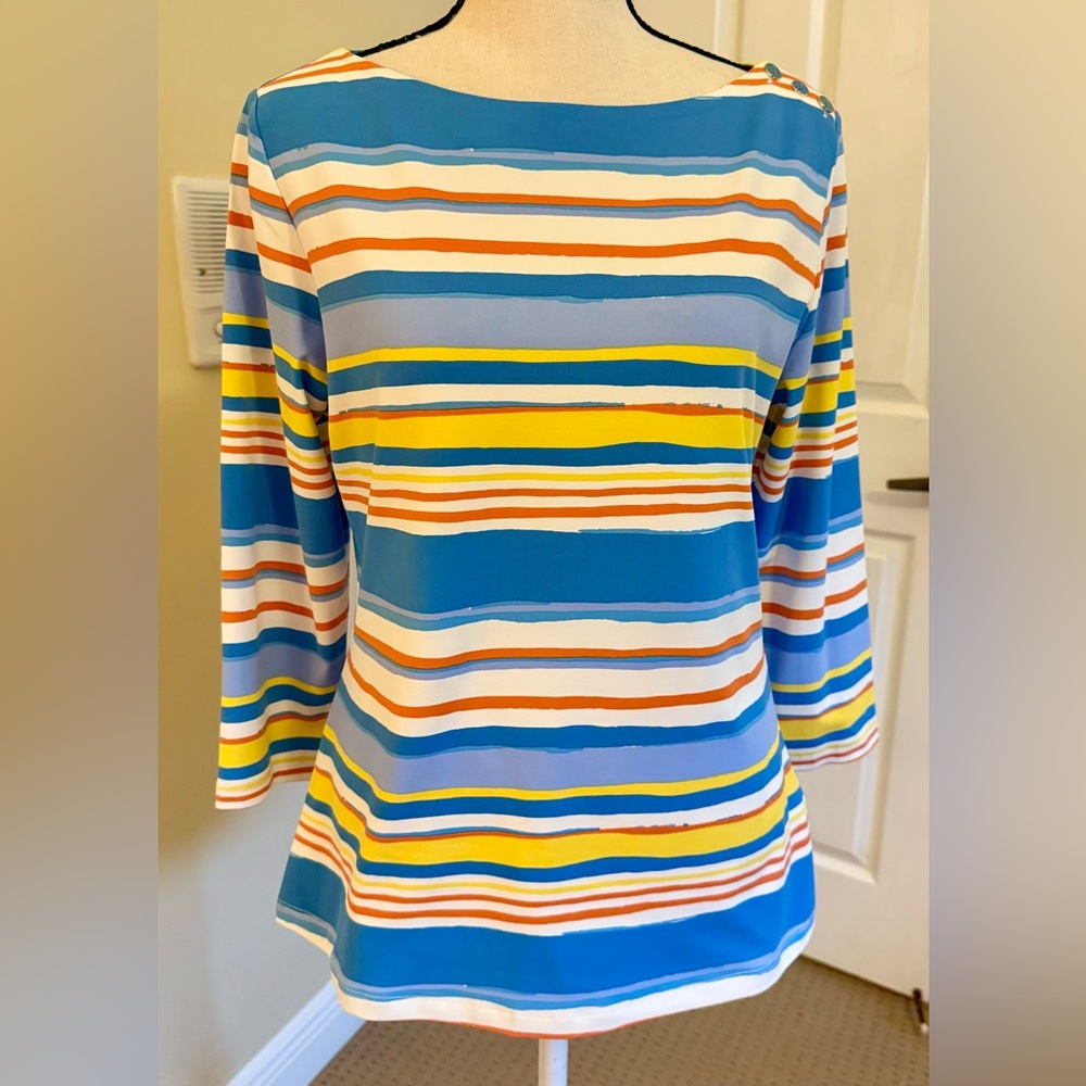 NWT J. McLaughlin long sleeve Wavesong top in Watercolor stripe, Sz M